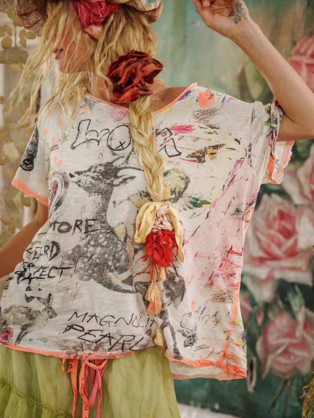 Magnolia Pearl Top 3518 Imperfect Art Tee Distressed Abstract Graphic Tee